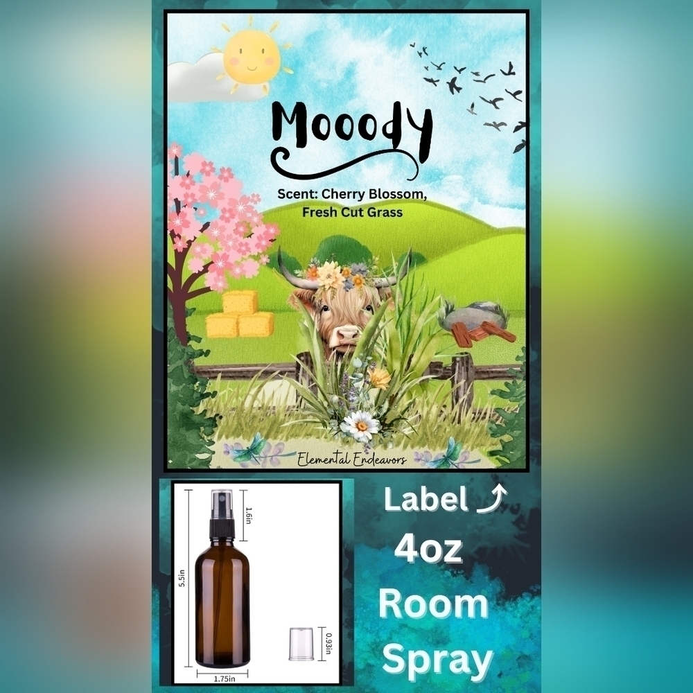New Elemental Endeavors "Mooody" Room Spray – Cherry Blossom & Fresh Cut Grass